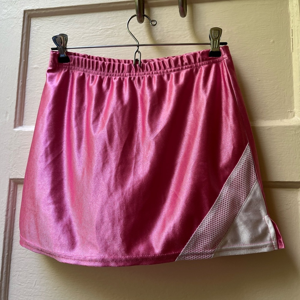 Circo satin pink white Athletic 90s mesh overlay skirt skirt Size XL (14/16)
